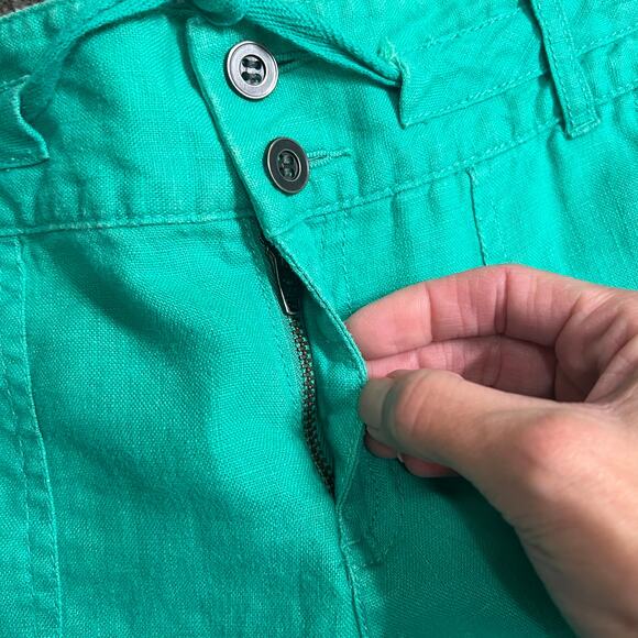 INC International Concepts Linen Shorts 4 Green Chino Cuffed Drawstring Coastal - Picture 3 of 7